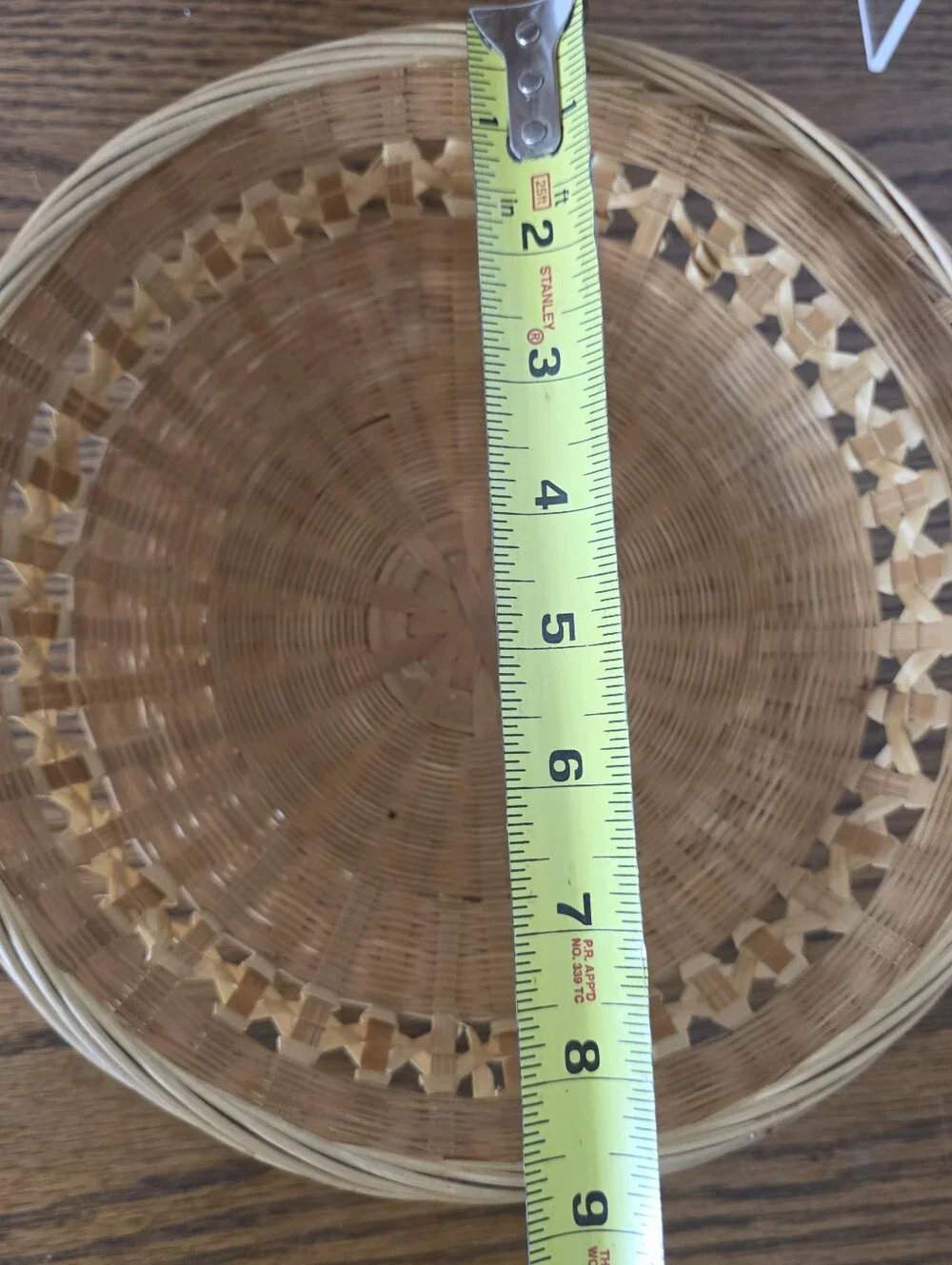 Vintage 1970s Woven Bamboo Basket Bowls Made in PRC Matching Set of Two 9 Inch
